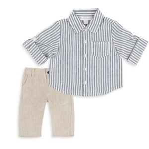 Striped Blue and White Kids Shirt by Miniclasix